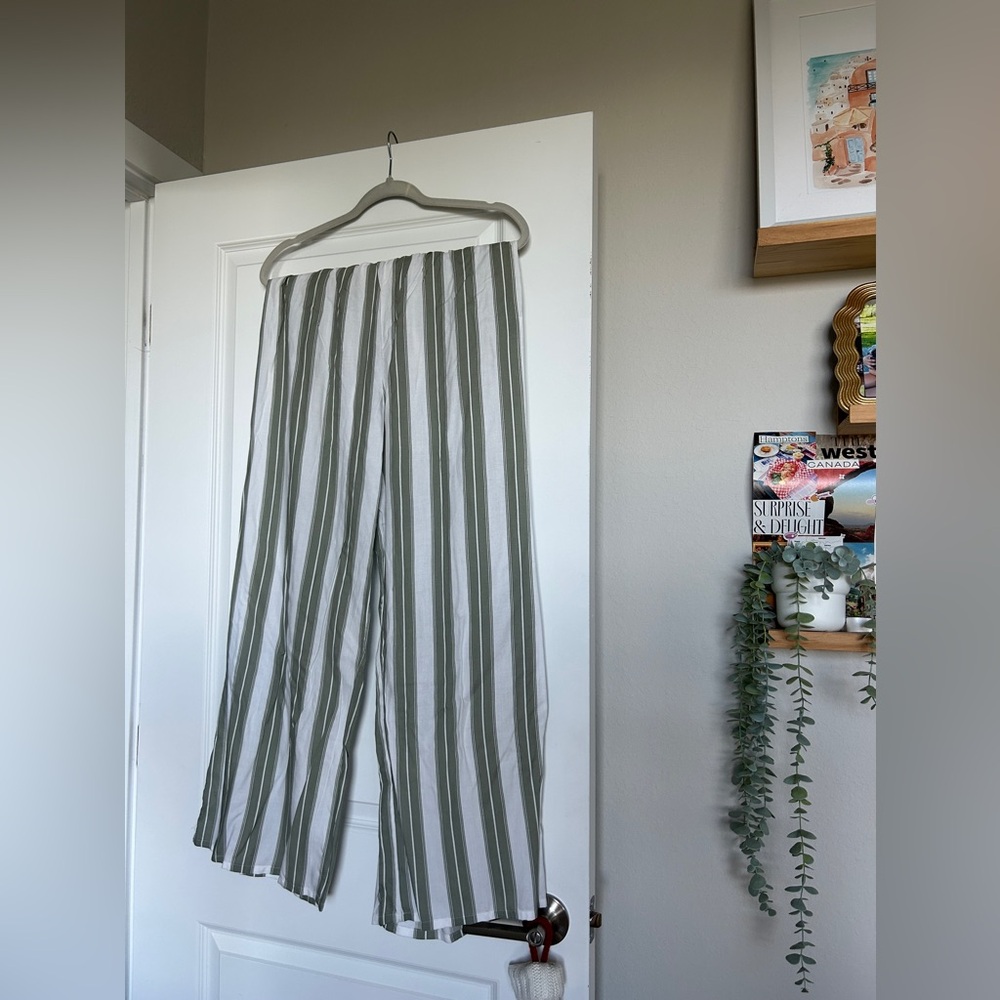 Stripped Sage and White Pants